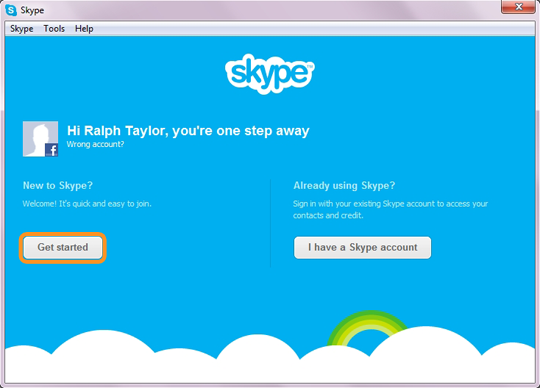 skype sign in with facebook
