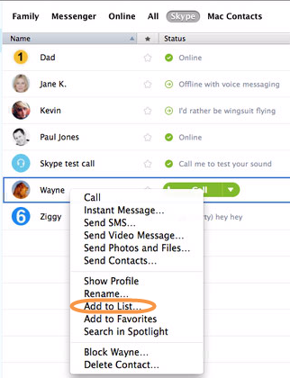 how do i add a new contact in skype for business on a mac