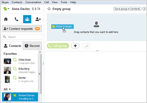 Skype démarrer une conversation