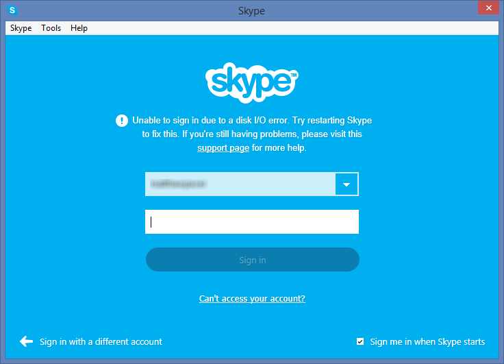 skype sign in problem ipad