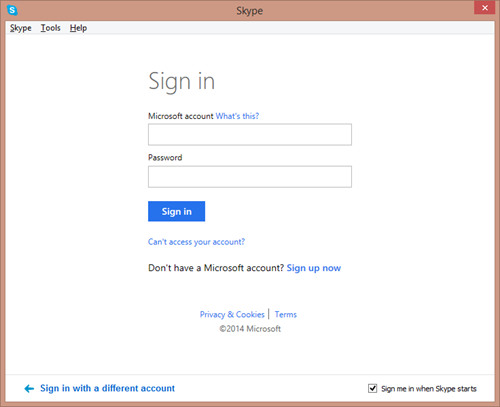 skype sign in to my account