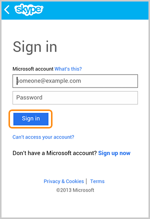 skype sign up with hotmail