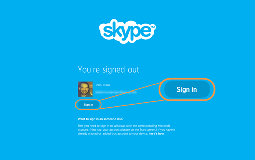 sign out of skype app