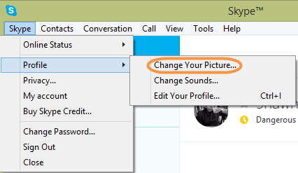 how to change profile picture on skype for pc